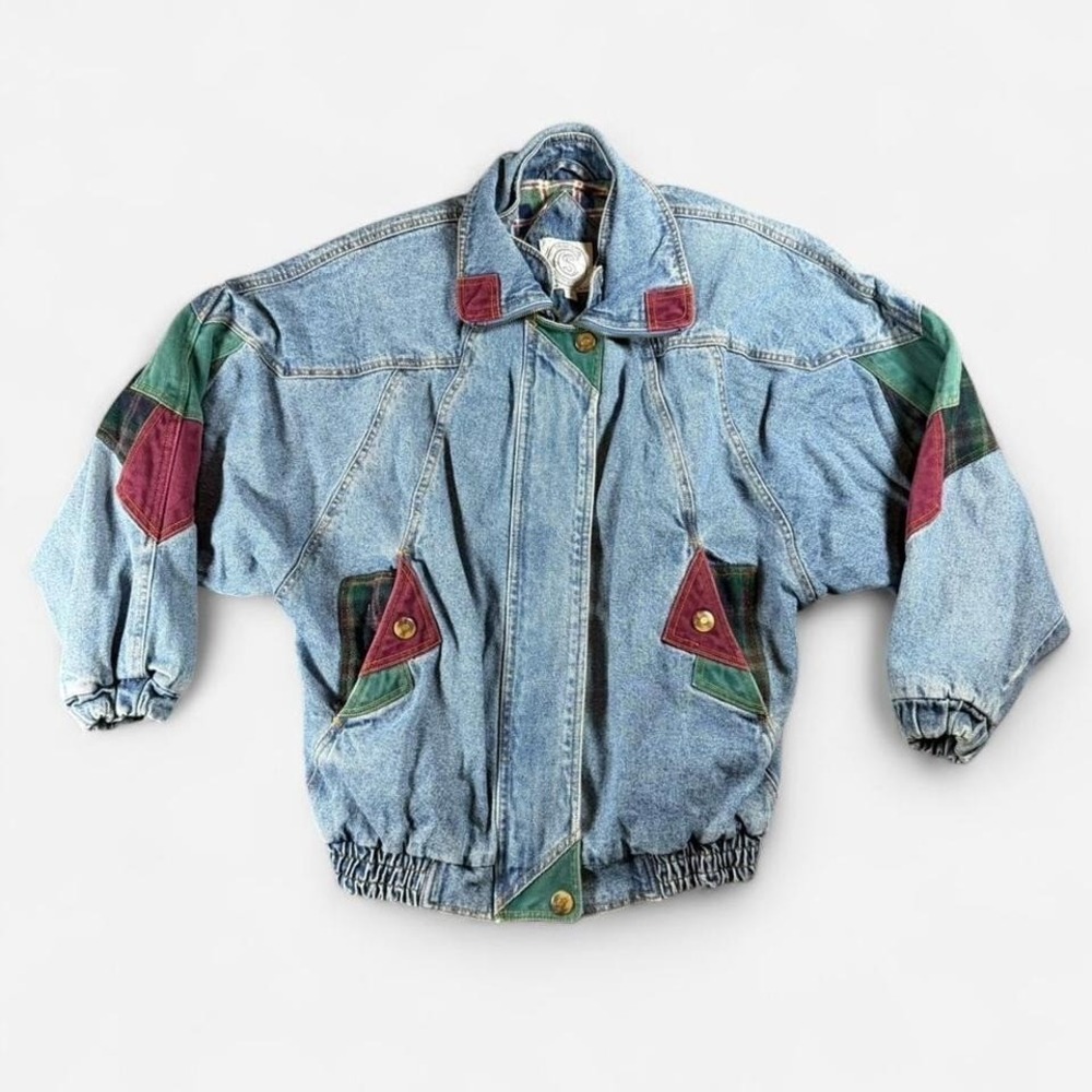 Vintage Current Seen Denim Multi Color Jacket 80s-90s Size S